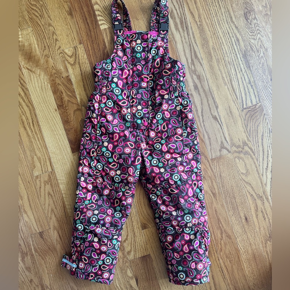 Hanna Andersson Pink and Black Overalls Vibrant Floral Design